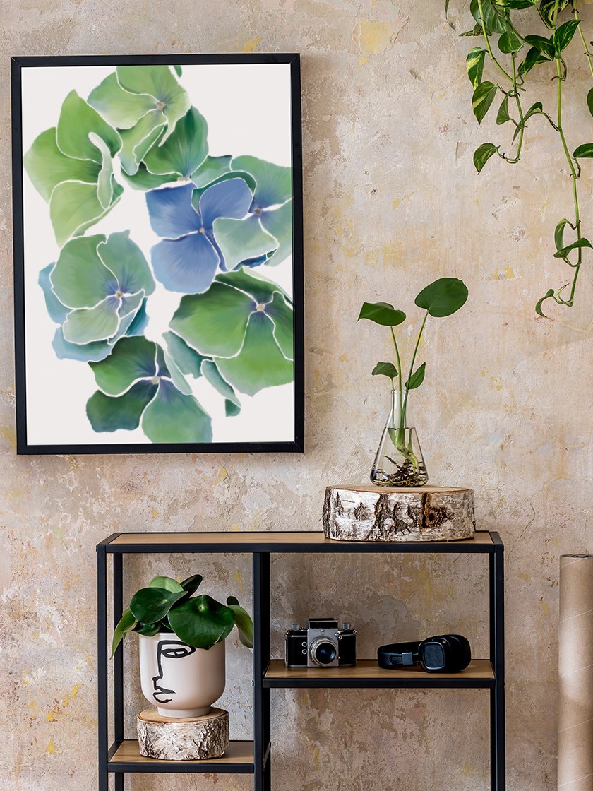 Blaue Hydrangea - Poster