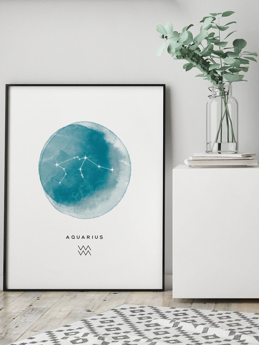 Aquarius Watercolour - Wassermann Sternzeichen Poster