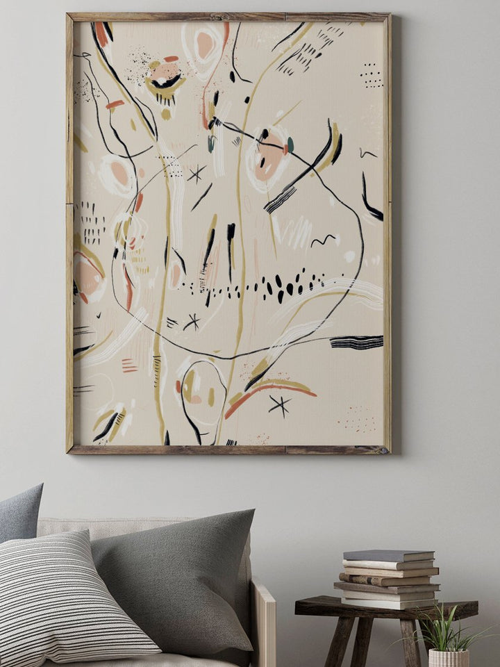Cold Sea - Beige Abstract Motiv Poster