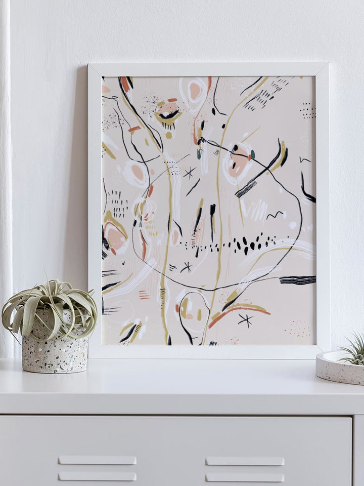 Cold Sea - Beige Abstract Motiv Poster
