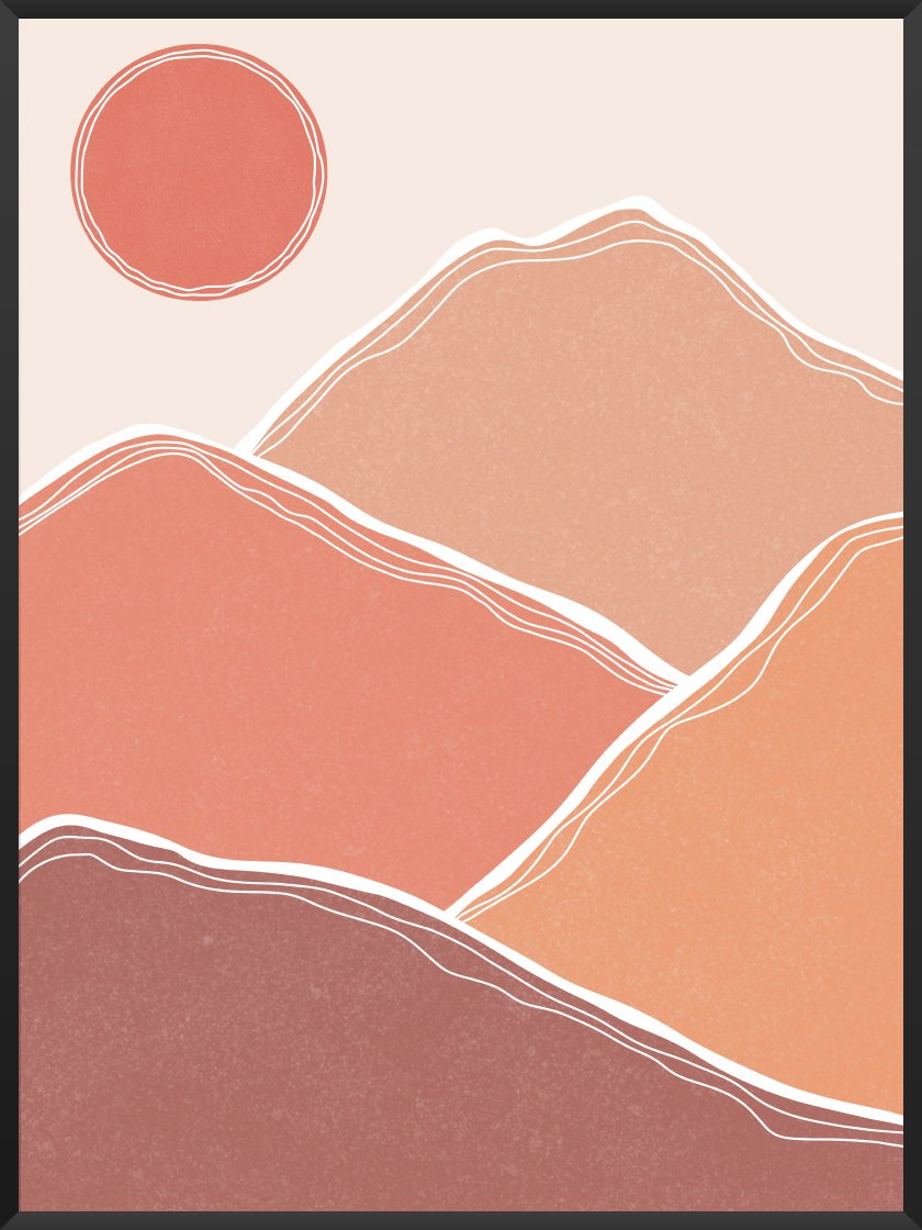 Daytime Glow - Orange Mountains Poster