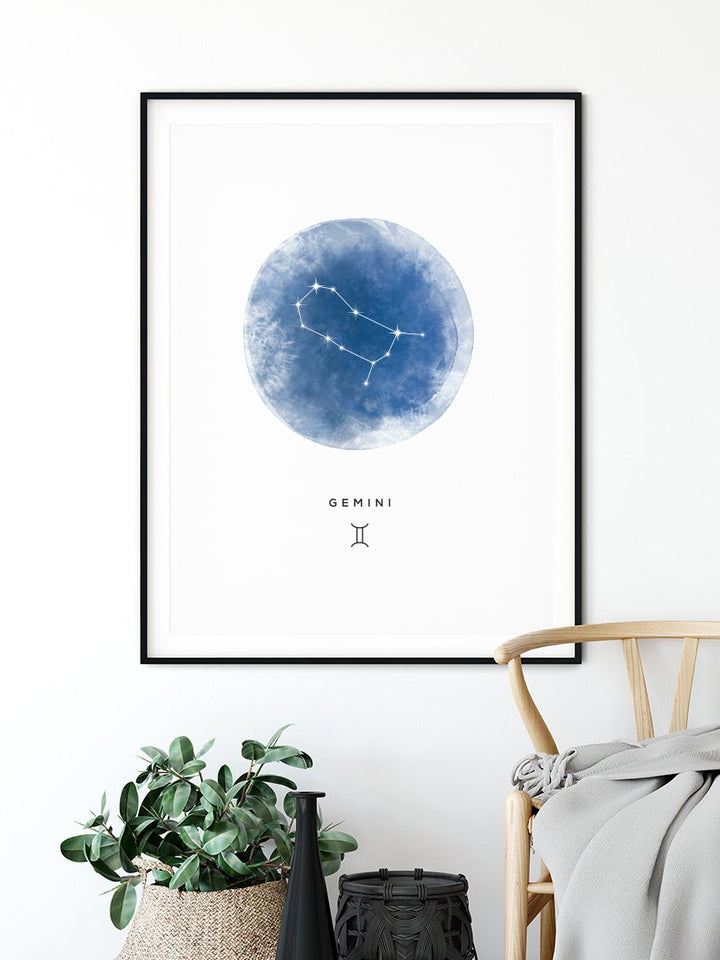 Gemini Watercolour - Zwilling Sternzeichen Poster