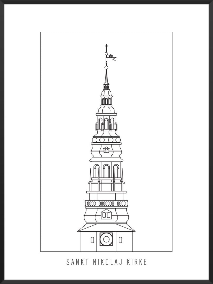 Sankt Nikolaj Kirke Outline - Poster