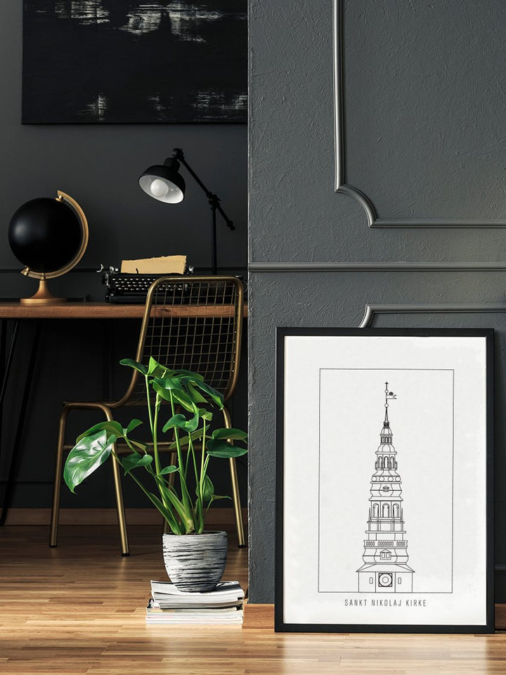 Sankt Nikolaj Kirke Outline - Poster