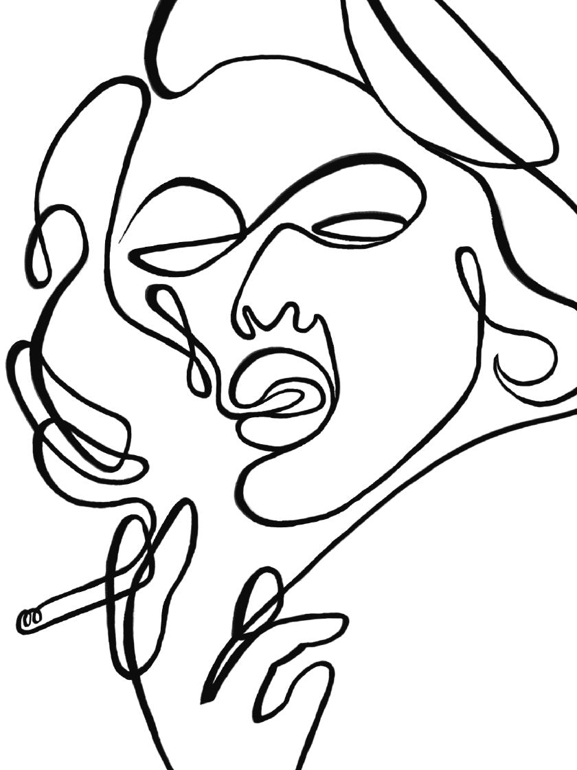 project-nord-line-art-smoking-lady-poster-closeup