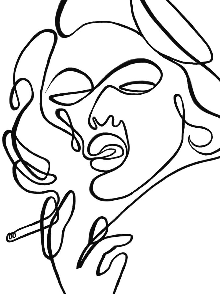 project-nord-line-art-smoking-lady-poster-closeup