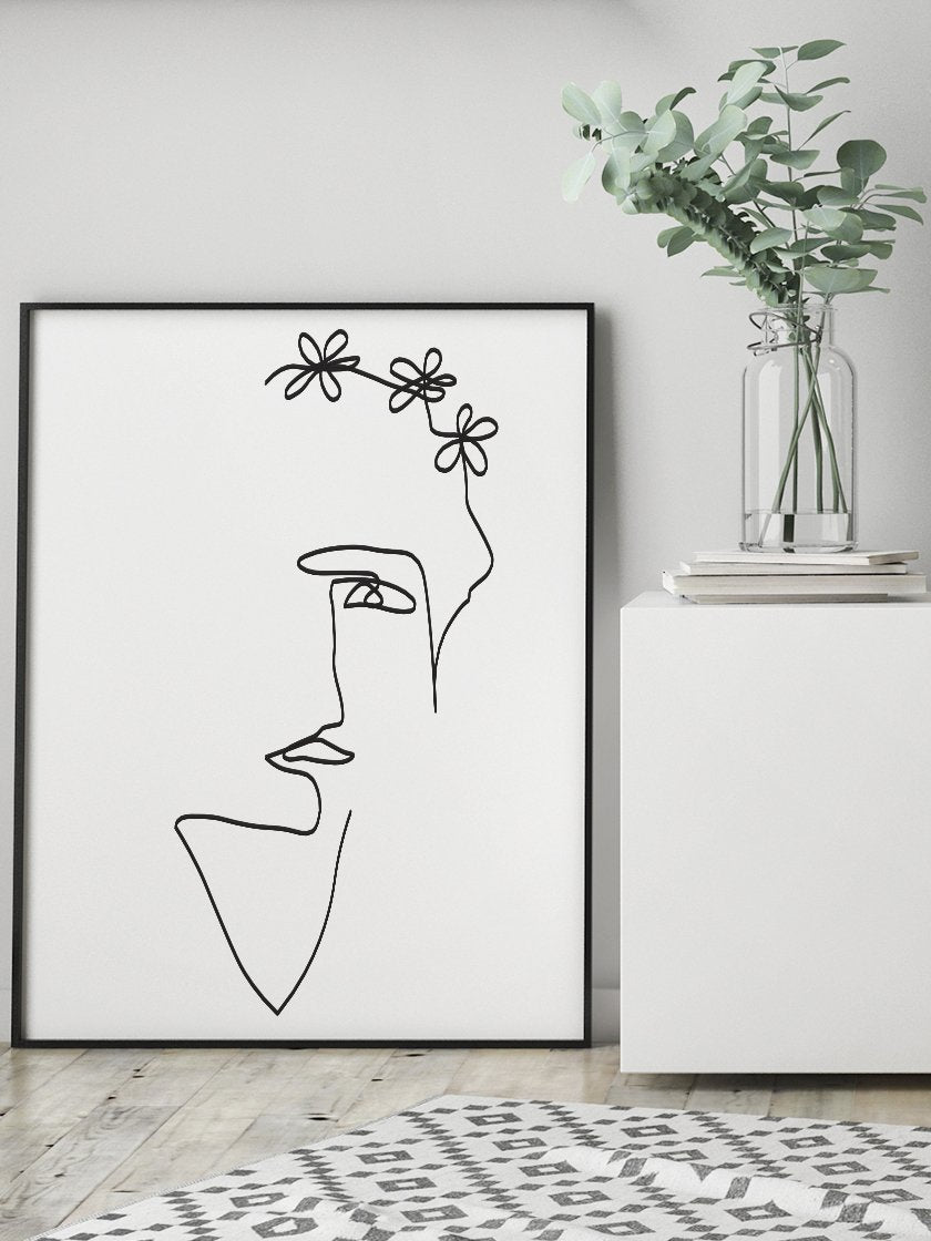 flower-lady-single-line-art-poster-in-interior