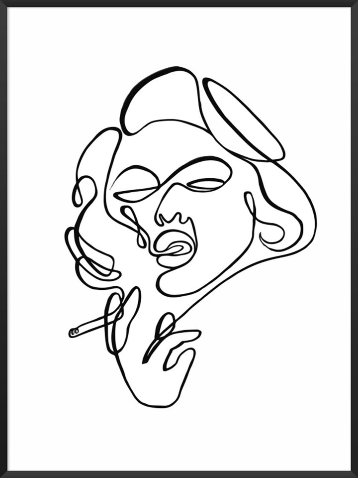 project-nord-line-art-smoking-lady-poster-product-picture