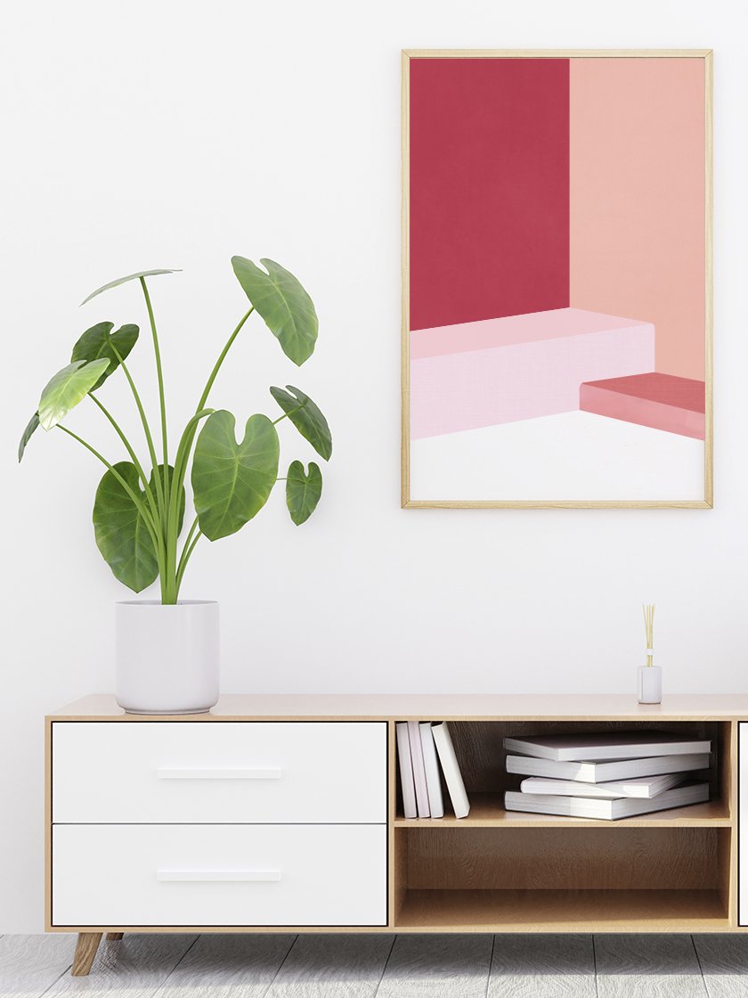 project-nord-the-pink-abstract-poster-in-interior-hallway
