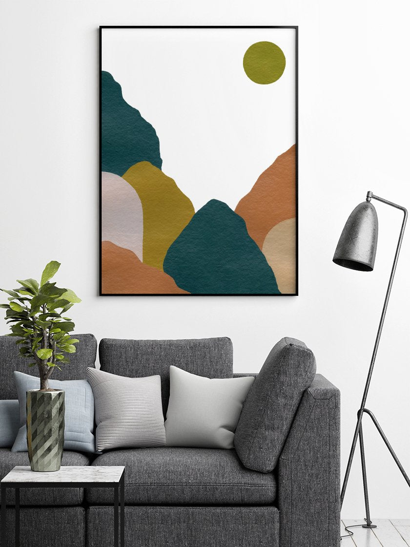 project-nord-abstract-blue-mountains-poster-in-interior-living-room