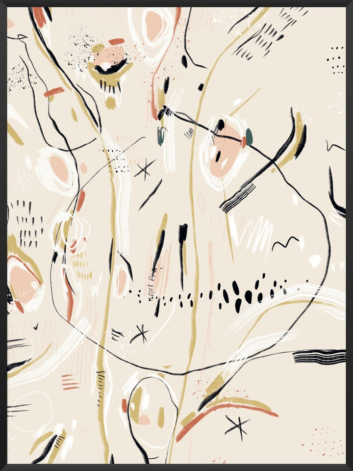 Cold Sea - Beige Abstract Motiv Poster