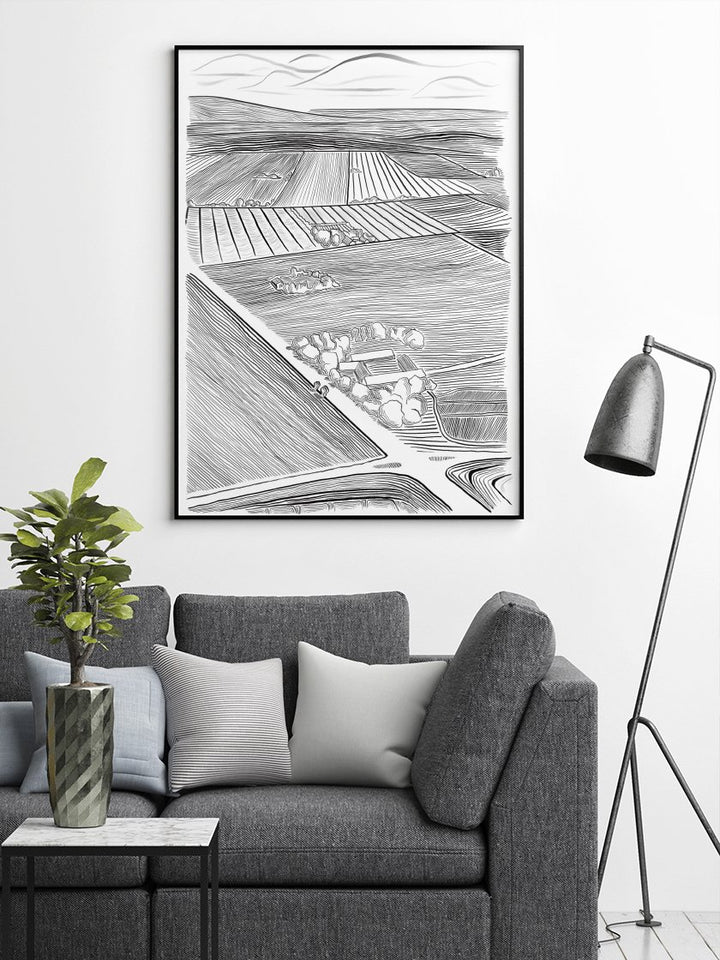 danish-field-poster-in-interior-living-room
