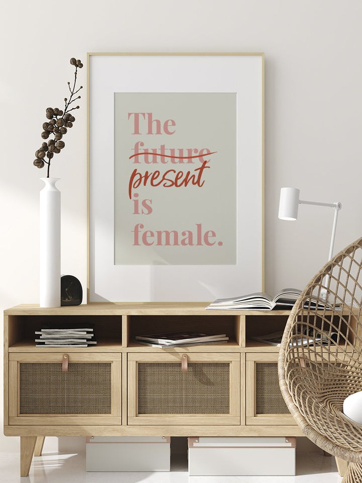 project-nord-the-present-is-female-typography-poster-in-interior-living-room