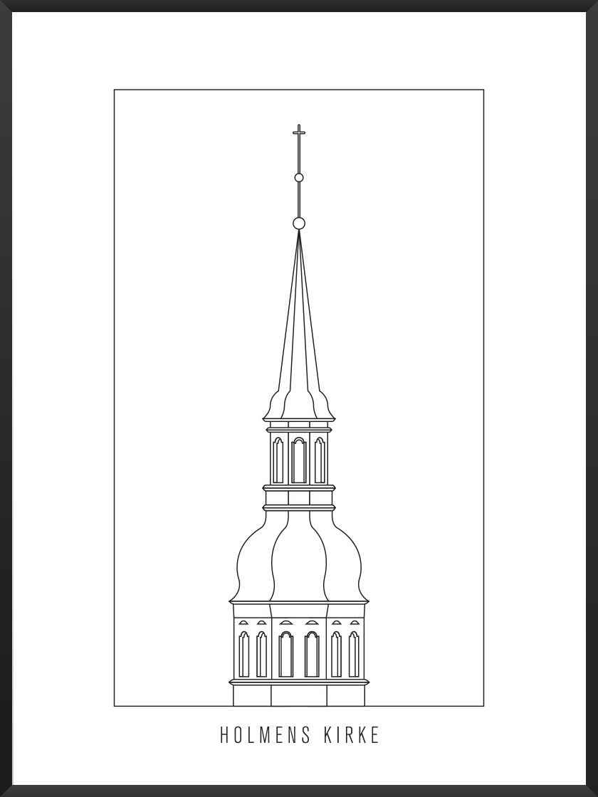 Holmens Kirke Outline - Poster