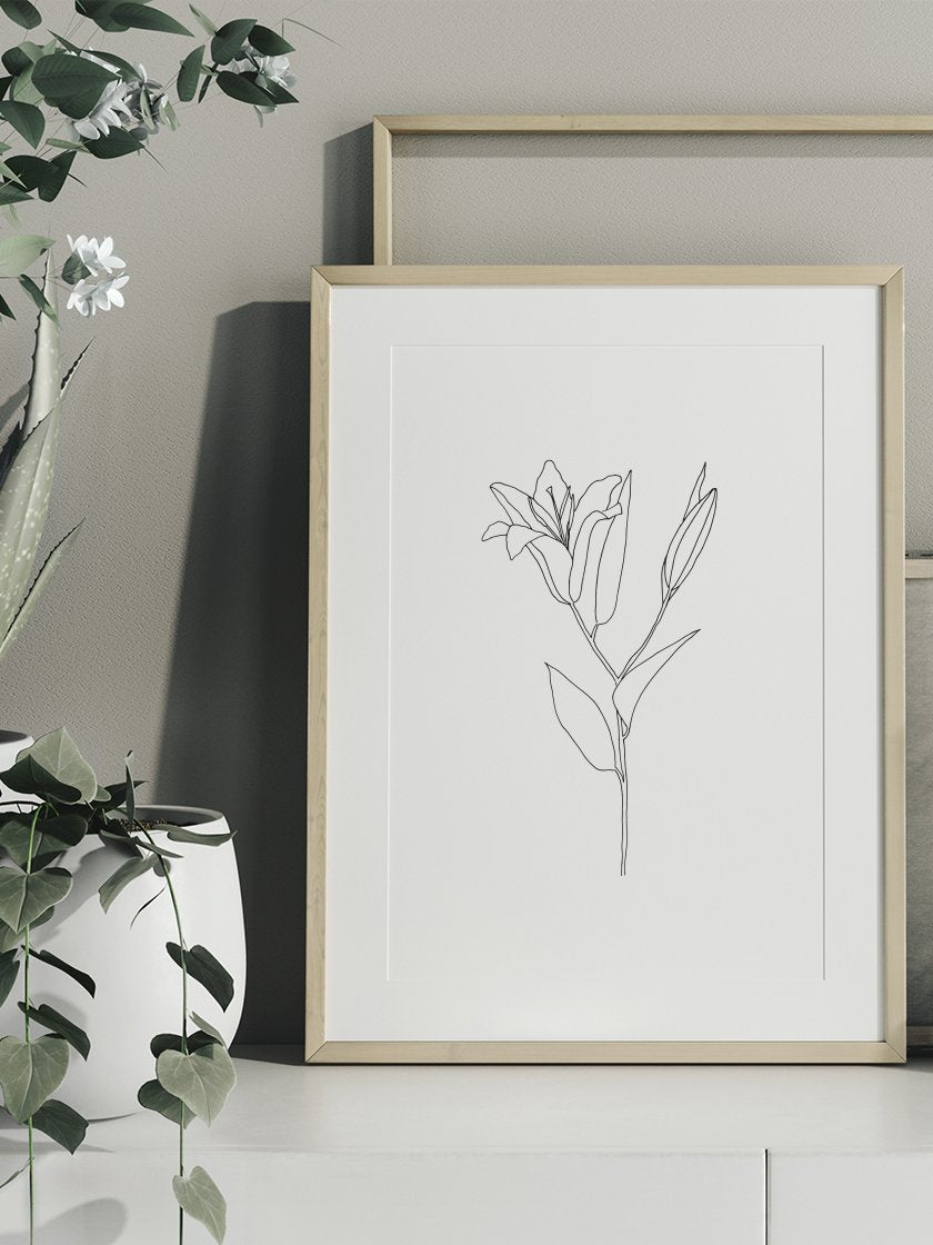 lily-line-art-flower-poster-in-interior