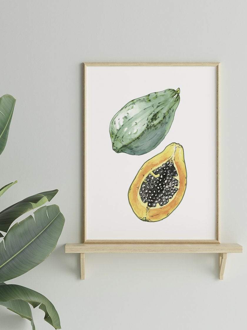 project-nord-hand-painted-vintage-botanical-papaya-poster-in-interior