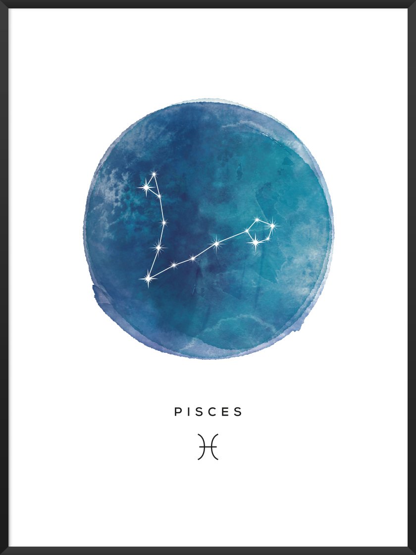Pisces Watercolour - Fische Sternzeichen Poster