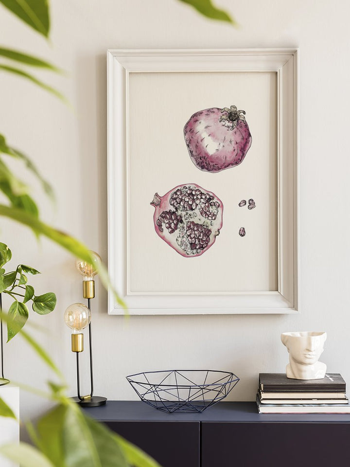 project-nord-vintage-botanical-pomegranate-poster-in-interior-hallway