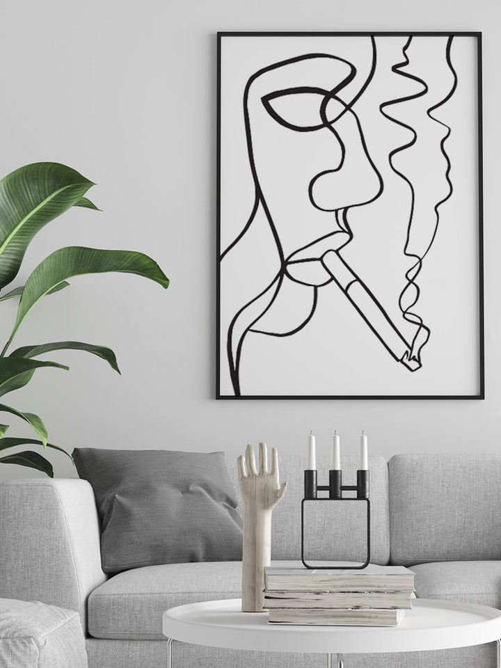 project-nord-smoking-woman-line-art-poster-in-interior